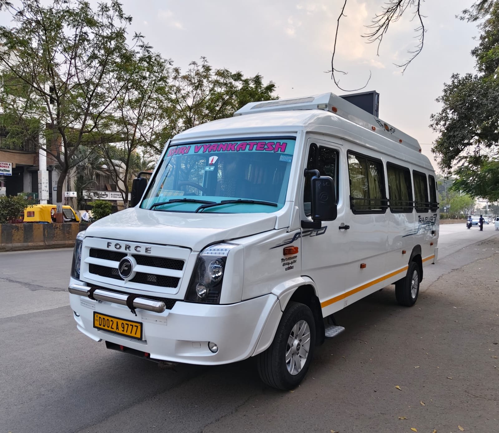 20 seater Force Traveller of Shri Vyankatesh Tours and Travels, front exterior view