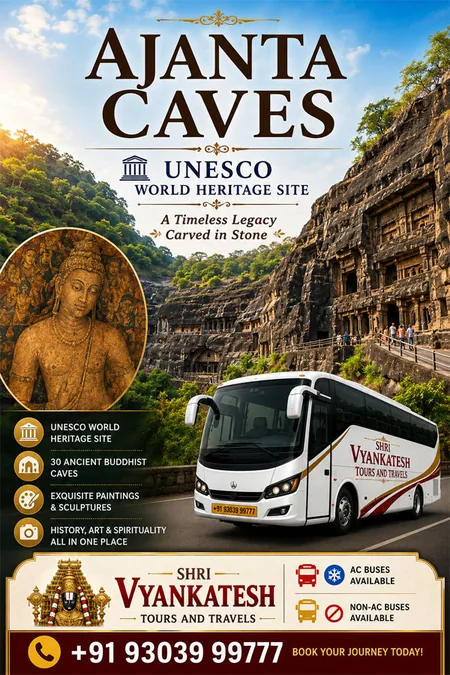 Ajanta Caves UNESCO World Heritage tour package poster, Shri Vyankatesh Tours and Travels