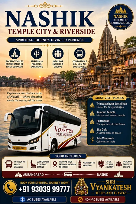 Nashik temple city tour package poster, Shri Vyankatesh Tours and Travels