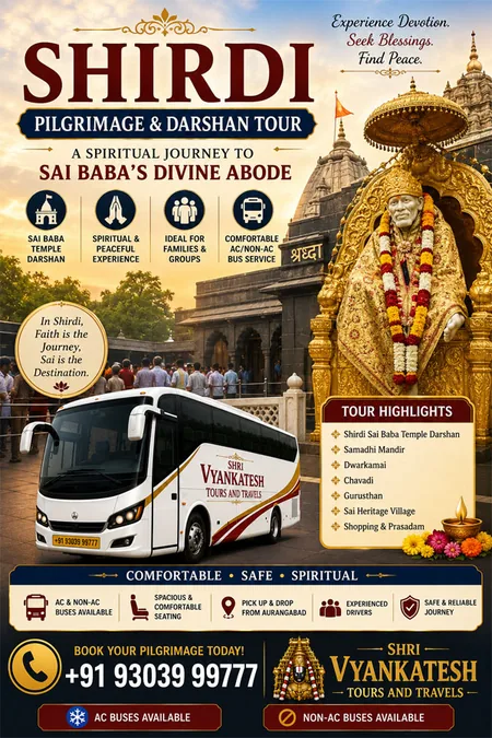 Shirdi Sai Baba pilgrimage tour package poster, Shri Vyankatesh Tours and Travels